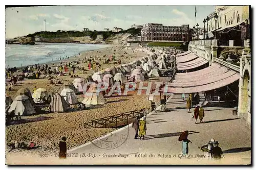 Cartes postales Biarritz B P Grande Plage Hotel du Palais et Cote du Phare