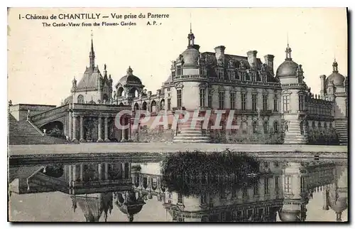 Cartes postales Chateau de Chantilly vue prise du Parterre