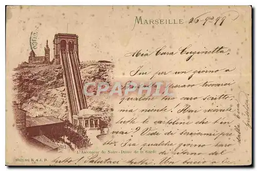 Cartes postales Marseille l'Ascenseur de Notre Dame de la Garde Carte 1899