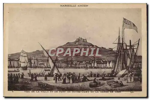 Ansichtskarte AK Marseille Ancien vue de la Ville et du Fort de Notre Dame de la Garde en 1820