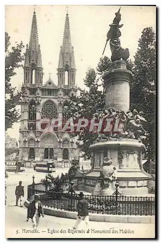 Cartes postales Marseille Eglise des Reformes et Monument des Mobiles