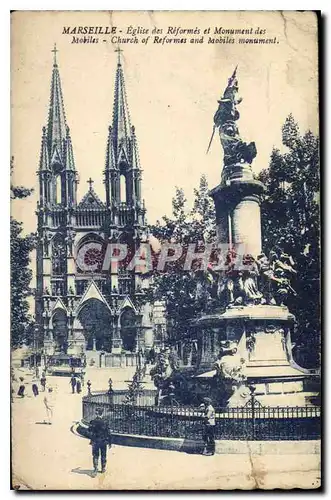 Cartes postales Marseille Eglise des Reformes et Monument des Mobiles