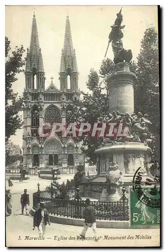 Cartes postales Marseille Eglise des Reformes et Monument des Mobiles