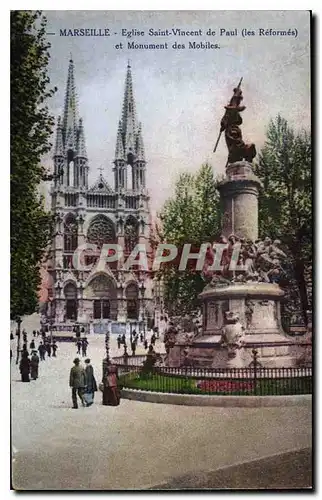 Cartes postales Marseille Eglise Saint Vincent de Paul les Reformes et le Monument des Mobiles