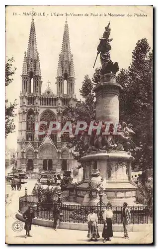 Cartes postales Marseille L'Eglise Saint Vincent de Paul et le Monument des Mobiles