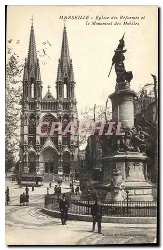 Cartes postales Marseille Eglise des Reformes et le Monument des Mobiles