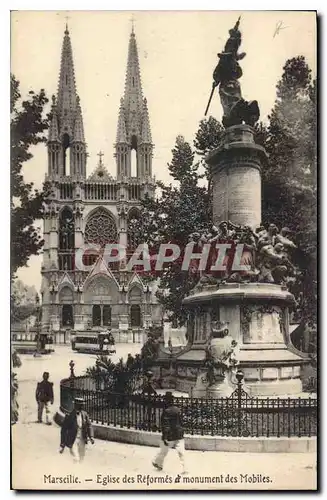 Cartes postales Marseille Eglise des Reformes et Monument des Mobiles