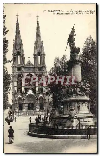 Cartes postales Marseille Eglise des Reformes et Monument des Mobiles