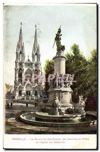 Ansichtskarte AK Marseille Le Monument des Enfants des Bouches du Rhone et l'Eglise des Reformes