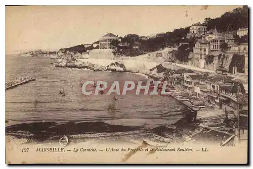 Cartes postales Marseille La Corniche L'Anse du Prophete et le Restaurant Roubion