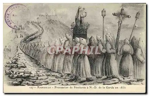 Cartes postales Marseille Procession de Penitents a N D de la Garde