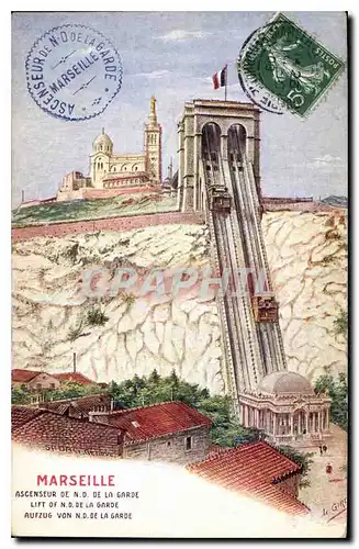 Cartes postales Marseille Ascenseur de N D de la Garde