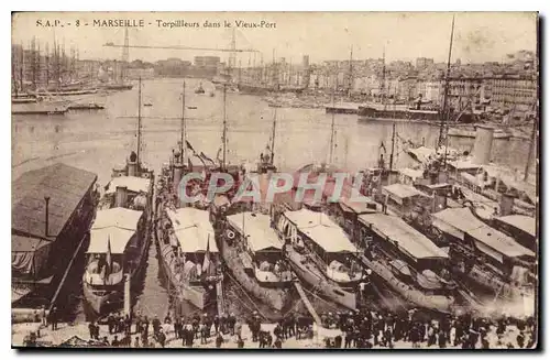 Ansichtskarte AK Marseille Torpilleurs dans le Vieux Port Bateaux