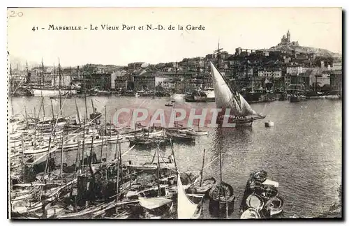 Cartes postales Marseille Le Vieux Port et N D de la Garde