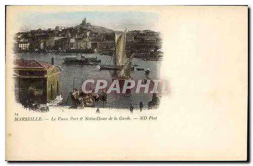 Cartes postales Marseille Le Vieux Port et Notre Dame de la Garde