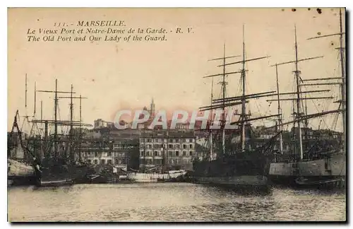 Cartes postales Marseille Le Vieux Port et Notre Dame de la Garde