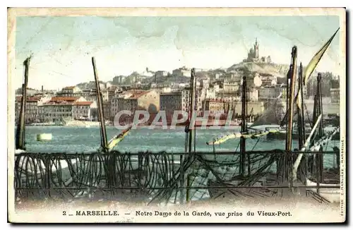 Ansichtskarte AK Marseille Notre Dame de la Garde vue prise du Vieux Port