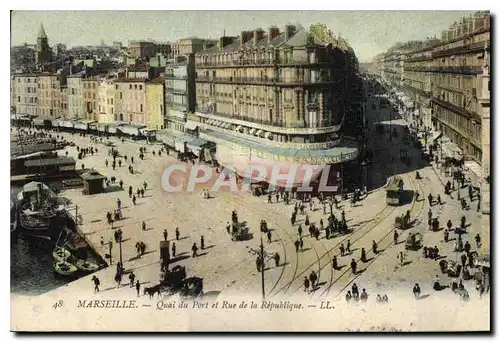 Cartes postales Marseille Quai du Port et Rue de la Republique