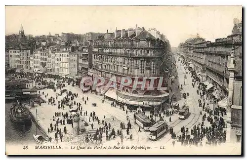 Cartes postales Marseille Le Quai du Port et la Rue de la Republique