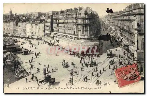 Cartes postales Marseille Le Quai du Port et la Rue de la Republique