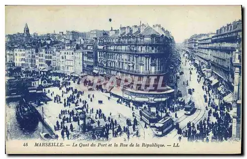 Cartes postales Marseille le Quai du Port et la rue de la Republique