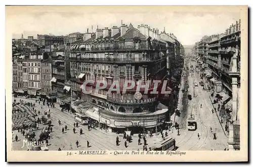 Cartes postales Marseille Quai du Port et rue de la Republique