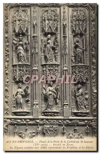 Ansichtskarte AK Aix en Provence detail de la Porte de la Cathedrale St Sauveur XV siecle Portail en Noyer les Fi