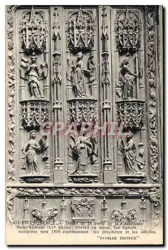 Ansichtskarte AK Aix en Provence detail de la Porte de la Cathedrale St Sauveur XV siecle Portail en Noyer les Fi