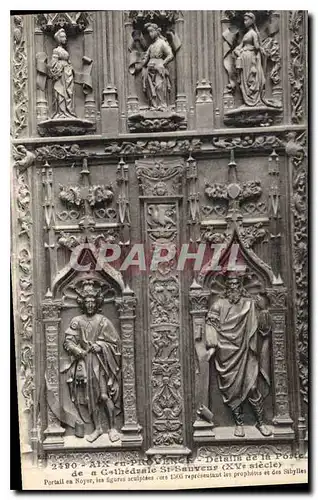 Ansichtskarte AK Aix en Provence detail de la Porte de la Cathedrale St Sauveur XV siecle Portail en Noyer les Fi