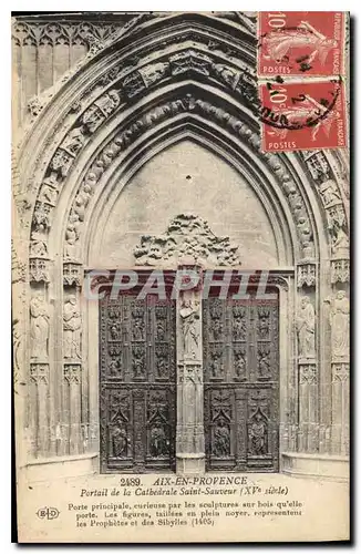 Ansichtskarte AK Aix en Provence portail de la Cathedrale Saint Sauveur XV siecle porte principale curieuse par l