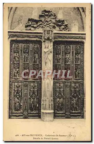 Cartes postales Aix en Provence Cathedrale St Sauveur XI S details du Portail Roman