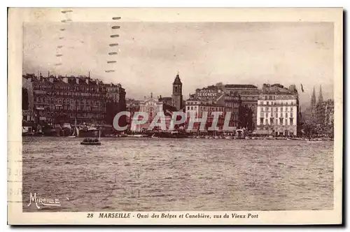 Cartes postales Marseille Quai des Belges et Canebiere vus du Vieux Port