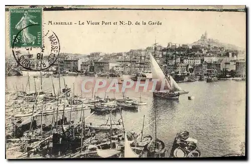 Cartes postales Marseille le Vieux Port et N D de la Garde