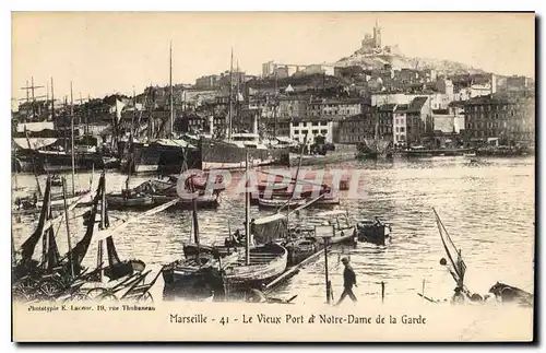 Cartes postales Marseille le Vieux Port et Notre Dame de la Garde