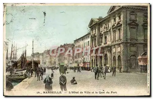 Cartes postales Marseille L'Hotel de Ville et le Quai du Port