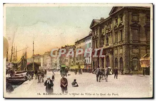 Cartes postales Marseille L'Hotel de Ville et le Quai du Port