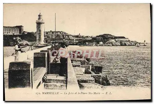 Ansichtskarte AK Marseille la Jetee et le Phare Ste Marie