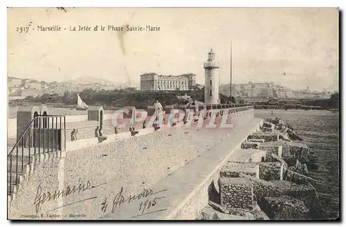 Ansichtskarte AK Marseille la Jetee et le Phare Sainte Marie