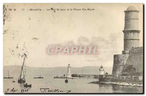 Ansichtskarte AK Marseille le Port St Jean et le Phare Ste Marie