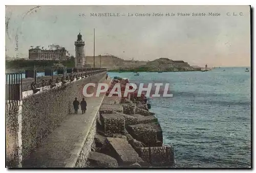 Ansichtskarte AK Marseille la Grande Jetee et le Phare Sainte Marie