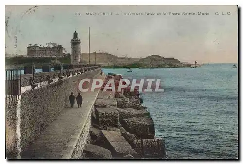 Cartes postales Marseille la Grande Jetee et le Phare Sainte Marie