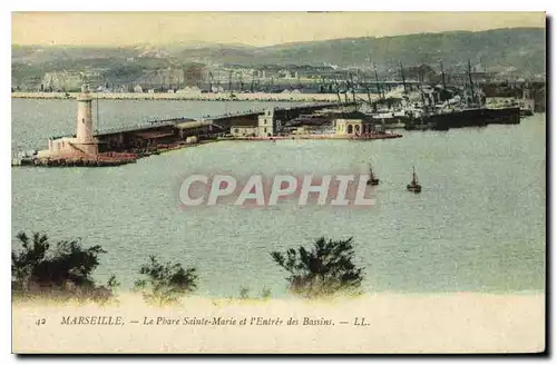 Cartes postales Marseille le Phare Sainte Marie et l'Entree des Bassins