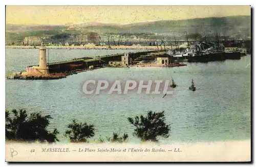 Cartes postales Marseille le Phare Sainte Marie et l'entree des Bassins