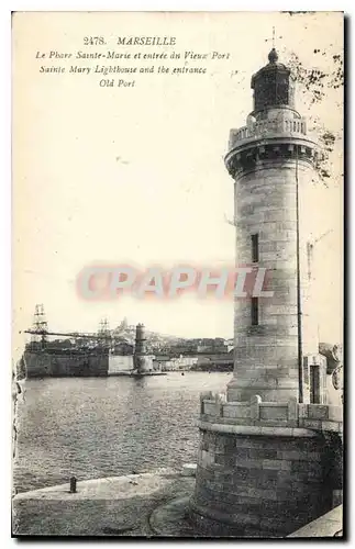 Cartes postales Marseille le Phare Sainte Marie et entree du vieux Port