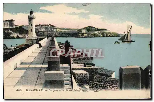 Cartes postales Marseille la Jetee et le Phare Sainte Marie