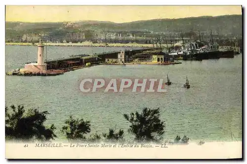 Ansichtskarte AK Marseille le Phare Sainte Marie et l'Entree du Bassin