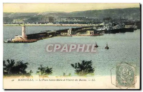 Cartes postales Marseille le Phare Sainte Marie et l'entree des Bassins