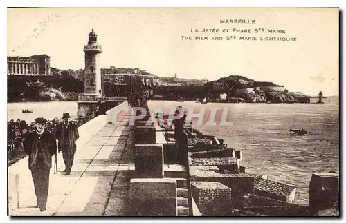 Ansichtskarte AK Marseille la Jetee et Phare Ste Marie