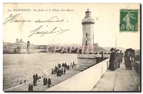 Ansichtskarte AK Marseille la Jetee et le Phare Ste Marie