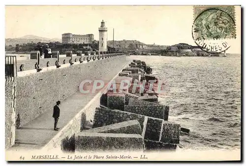 Ansichtskarte AK Marseille la Jetee et le Phare Sainte Marie